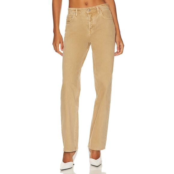 Grlfrnd 'Bella' Tan Cotton Low Rise Boyfriend Denim Jean Size 26 - Picture 1 of 4